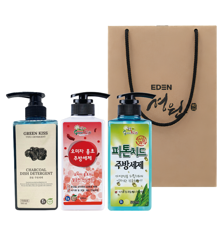 주방세제 3종세트(주방/참숯/피톤치드 용기500ml*3)